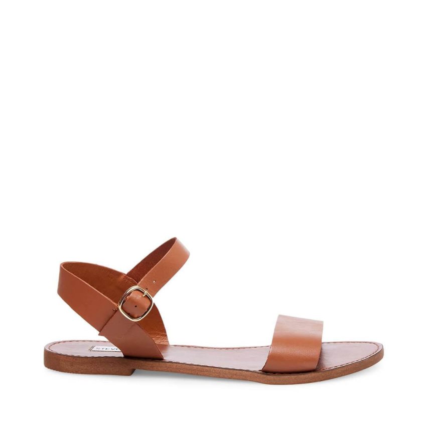 Sandalias Planas Steve Madden Donddi Cuero Mujer Marrones | ES NY0849